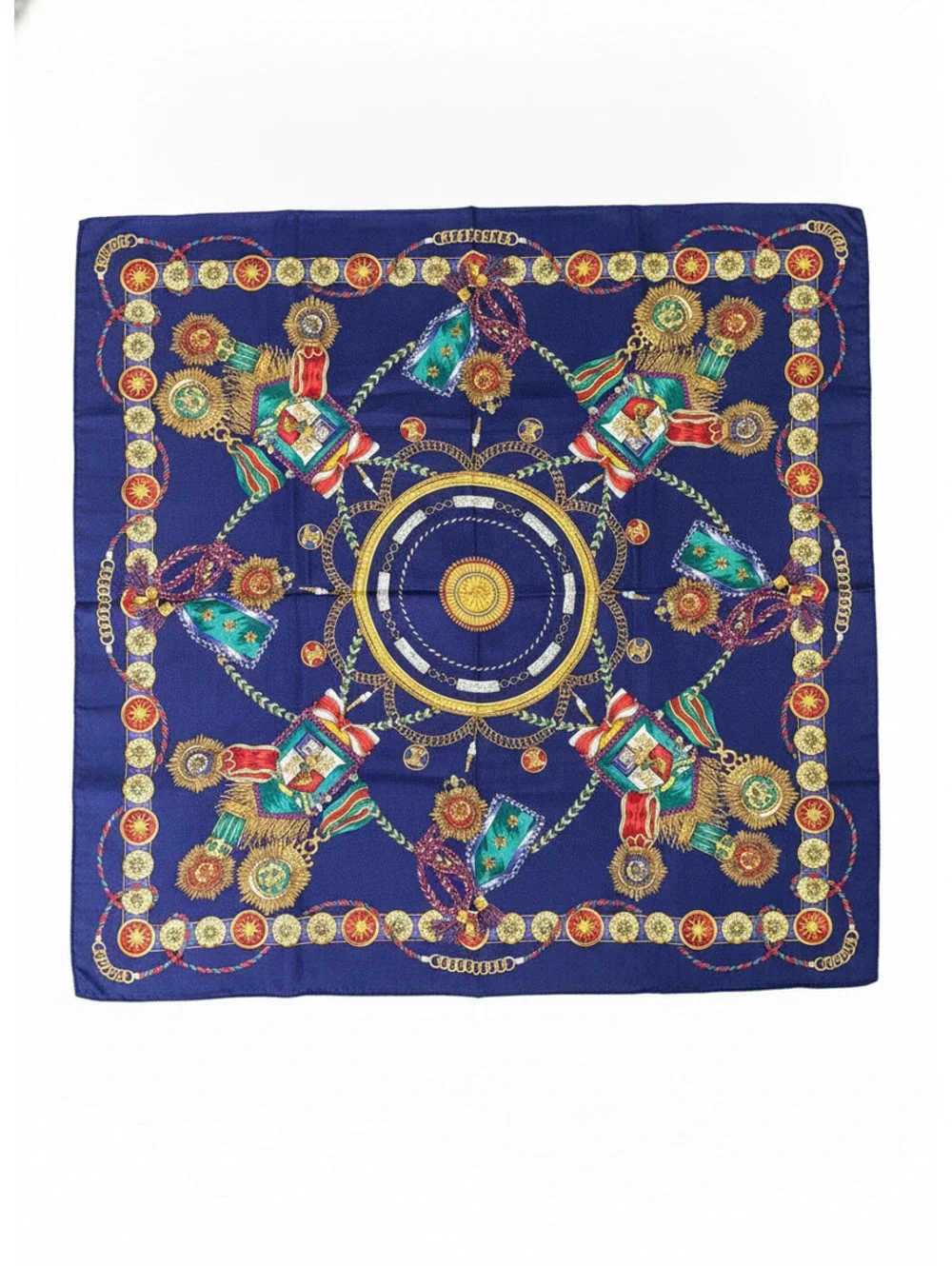 Celine navy chain print silk scarf